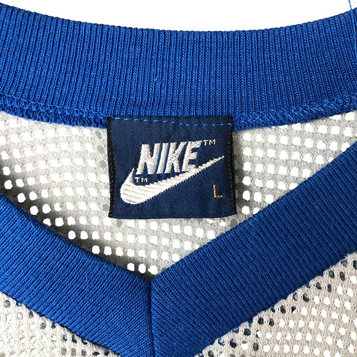 1980'S Nike Navy Tag V-neck Cropped Mesh Game Shirt, Men's Size L polyester blue type Vintage Second Hand