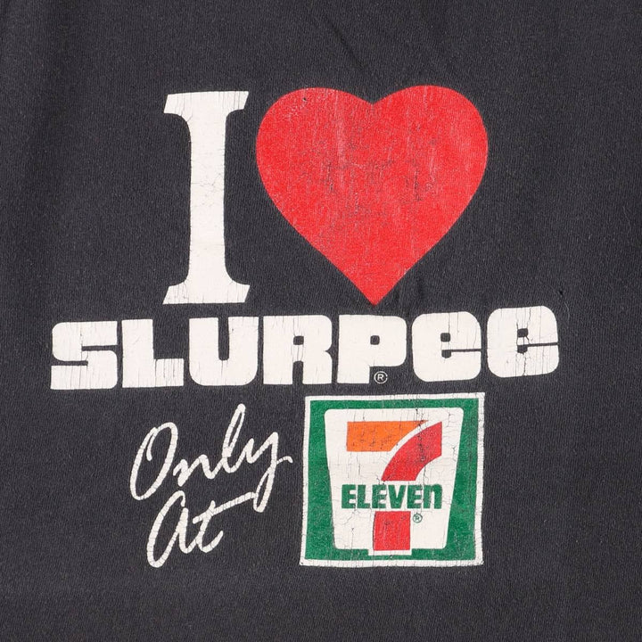 00'S Delta Seven-Eleven Cut-off Advertising T-shirt Men's XL cotton black type Vintage Second Hand