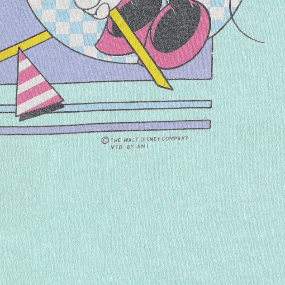 MICKEY MOUSE MINNIE MOUSE Mickey Mouse Minnie Mouse character print T-shirt women's M equivalent vintage unclear Mint green Vintage Second Hand