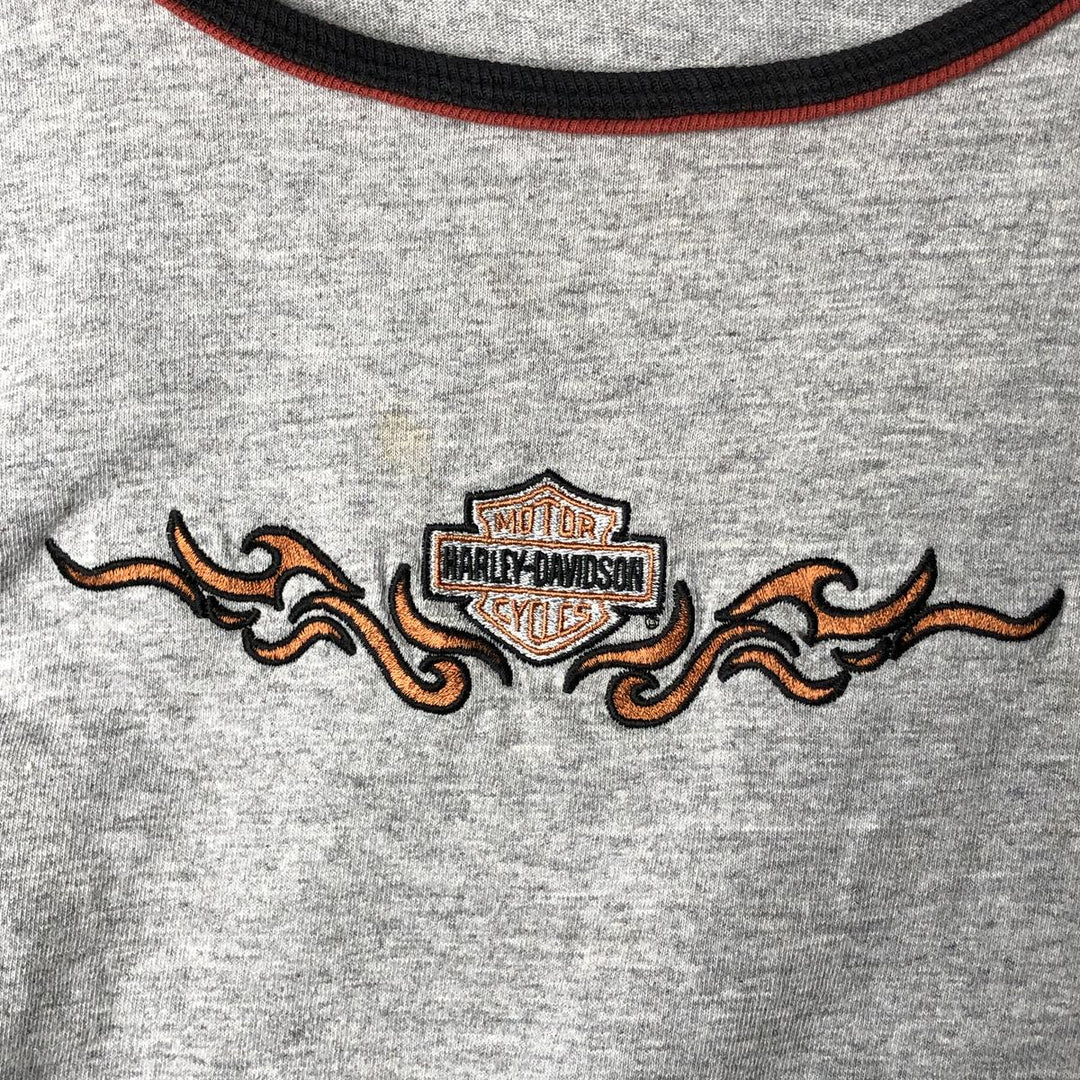 Harley-Davidson Ringer T-Shirt, Made in USA, Women's Size XL cotton gray type Vintage Second Hand