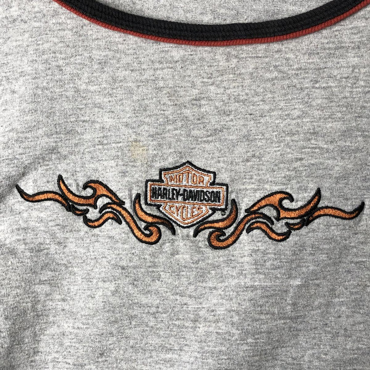 Harley-Davidson Ringer T-Shirt, Made in USA, Women's Size XL cotton gray type Vintage Second Hand