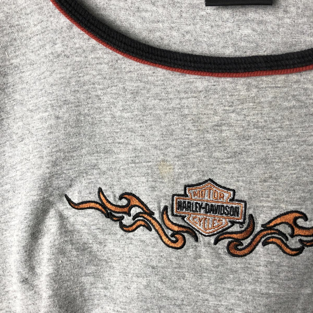 Harley-Davidson Ringer T-Shirt, Made in USA, Women's Size XL cotton gray type Vintage Second Hand