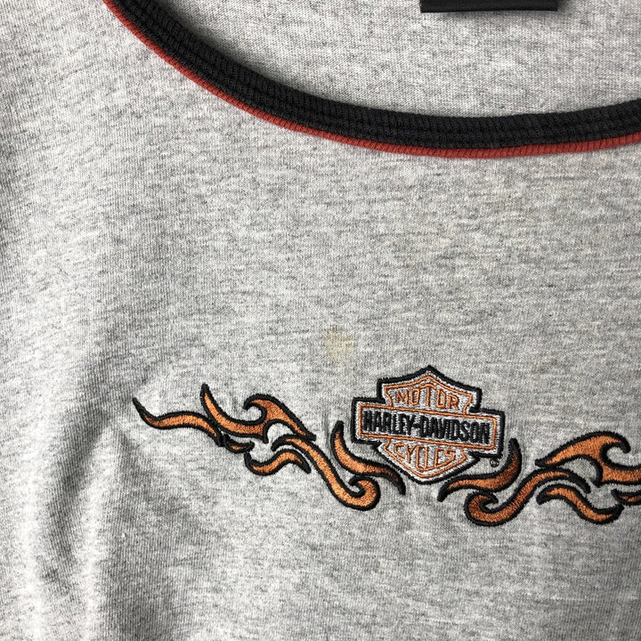 Harley-Davidson Ringer T-Shirt, Made in USA, Women's Size XL cotton gray type Vintage Second Hand