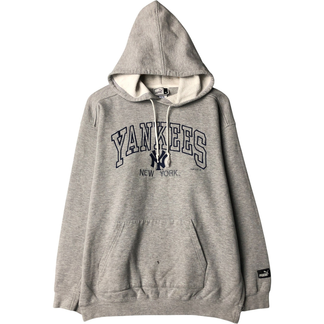 00'S PUMA MLB NEW YORK YANKEES New York Yankees sweatshirt pullover hoodie, men's size M cotton gray type Vintage Second Hand