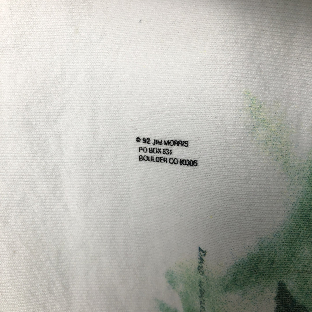 Vintage 90'S Oneta David Wenzel Art Print Sweatshirt, Made in USA, Men's Size L polyester white type Vintage Second Hand