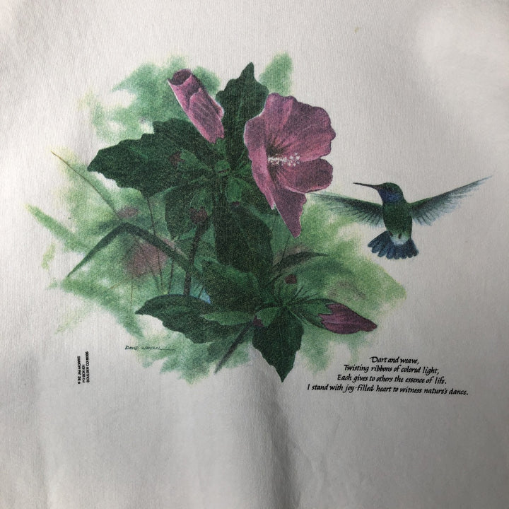 Vintage 90'S Oneta David Wenzel Art Print Sweatshirt, Made in USA, Men's Size L polyester white type Vintage Second Hand