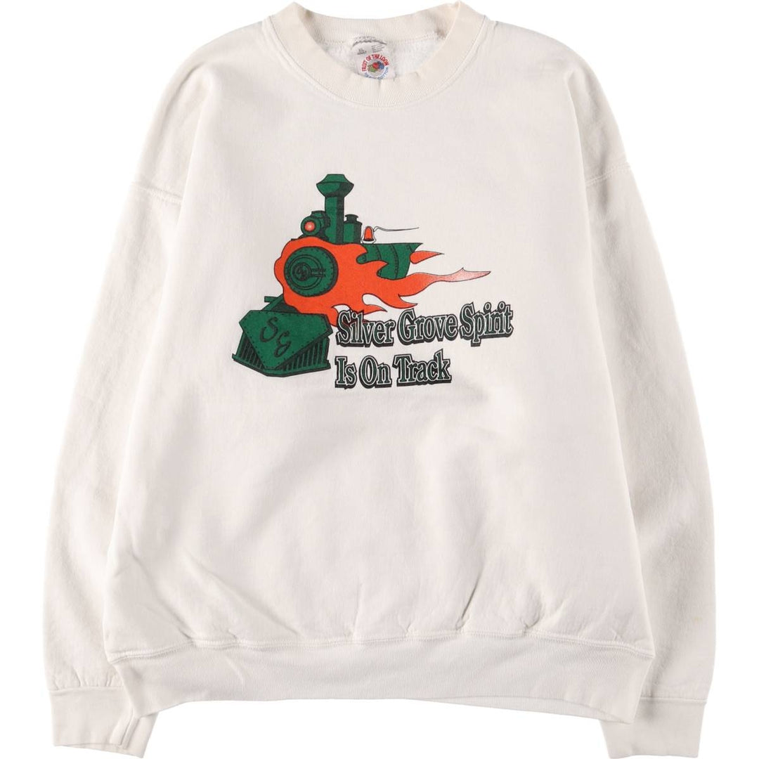 Vintage 90'S Fruit of the Loom Heavy Cotton Print Sweatshirt, Made in USA, Men's Size XL cotton white type Vintage Second Hand
