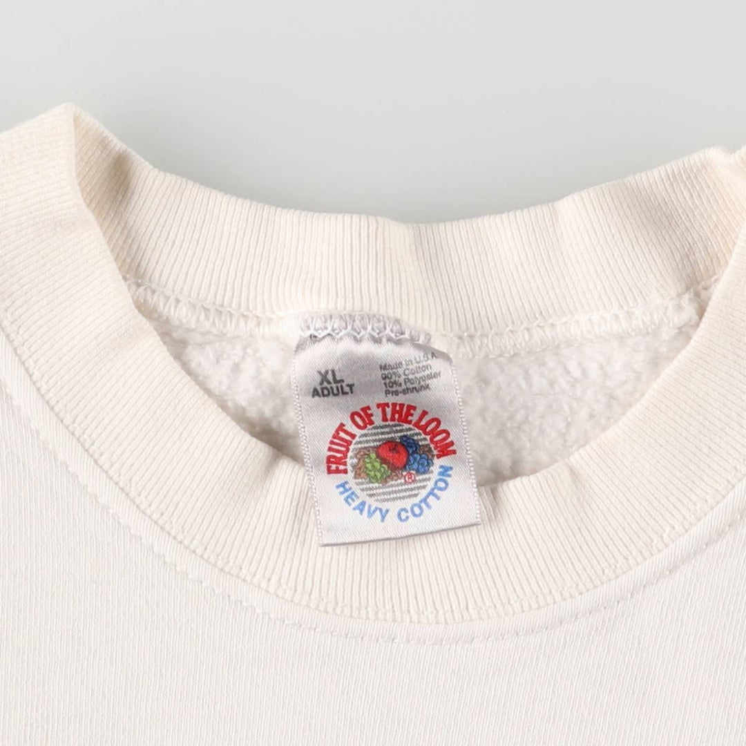 Vintage 90'S Fruit of the Loom Heavy Cotton Print Sweatshirt, Made in USA, Men's Size XL cotton white type Vintage Second Hand