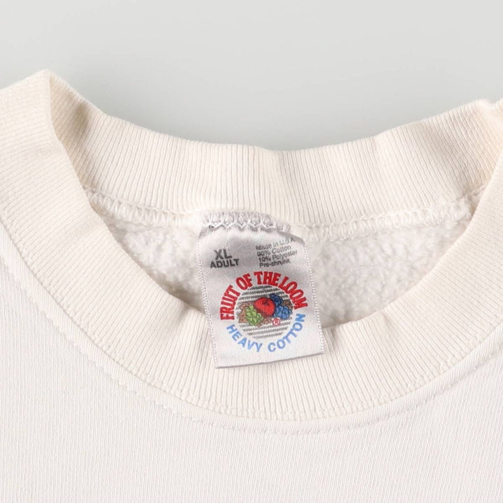 Vintage 90'S Fruit of the Loom Heavy Cotton Print Sweatshirt, Made in USA, Men's Size XL cotton white type Vintage Second Hand