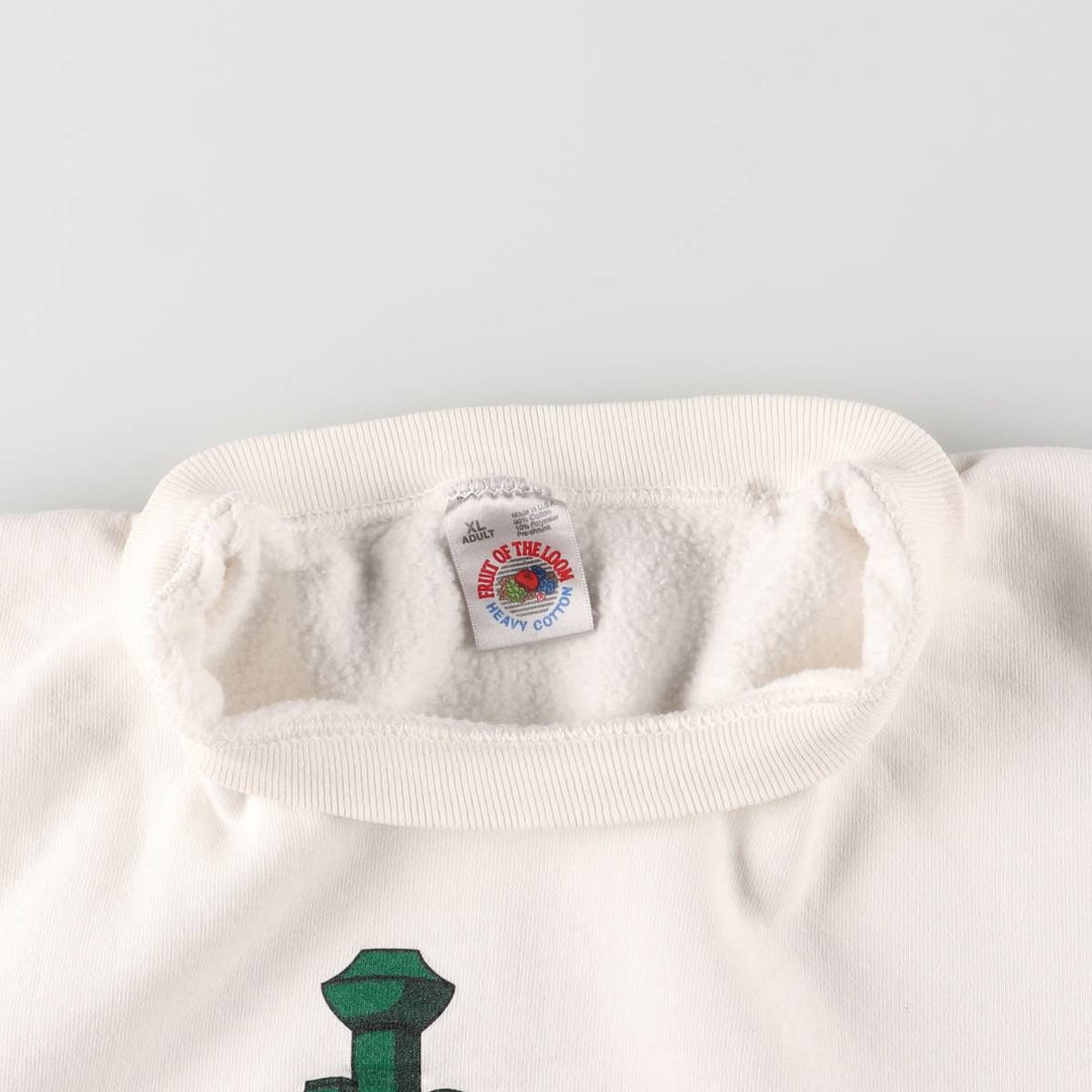 Vintage 90'S Fruit of the Loom Heavy Cotton Print Sweatshirt, Made in USA, Men's Size XL cotton white type Vintage Second Hand