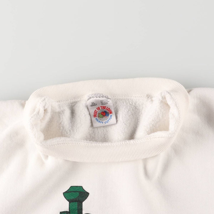 Vintage 90'S Fruit of the Loom Heavy Cotton Print Sweatshirt, Made in USA, Men's Size XL cotton white type Vintage Second Hand