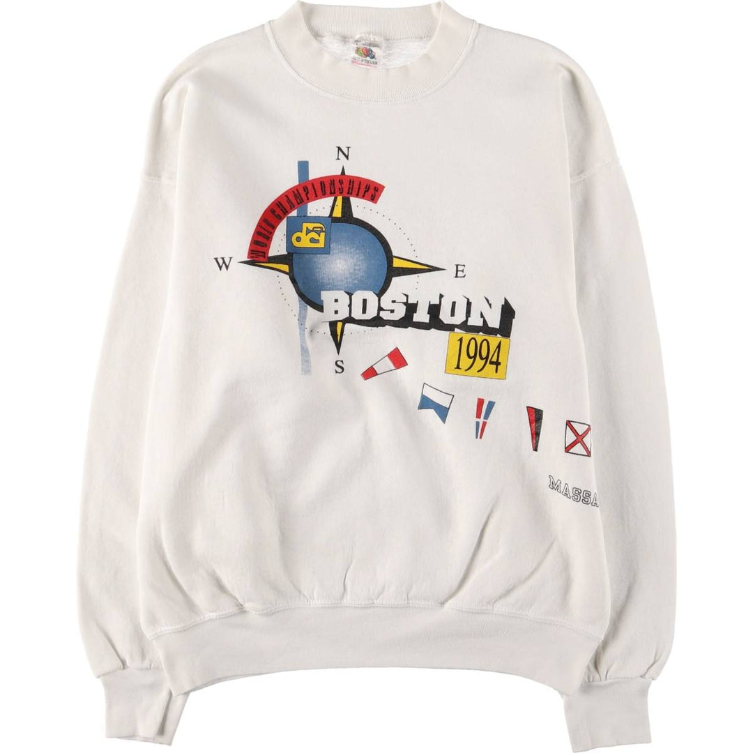 90'S Fruit of the Loom printed sweatshirt, men's size L, vintage cotton white type Vintage Second Hand
