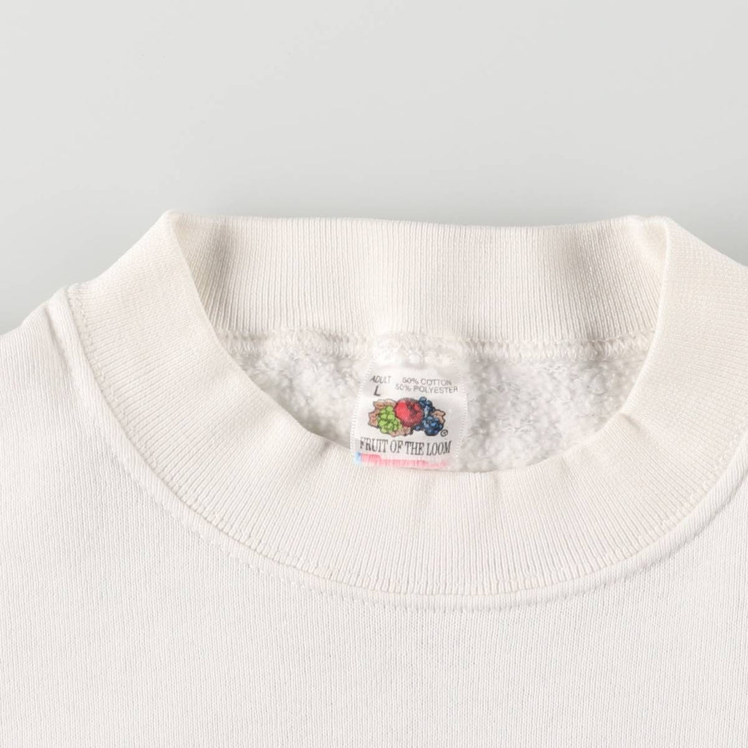 90'S Fruit of the Loom printed sweatshirt, men's size L, vintage cotton white type Vintage Second Hand