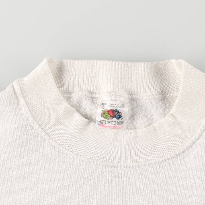 90'S Fruit of the Loom printed sweatshirt, men's size L, vintage cotton white type Vintage Second Hand