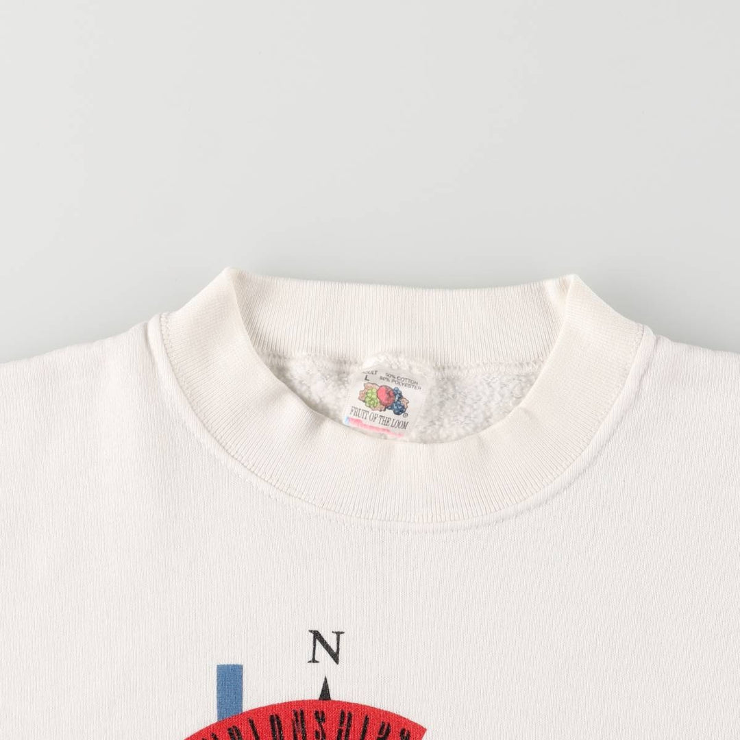 90'S Fruit of the Loom printed sweatshirt, men's size L, vintage cotton white type Vintage Second Hand