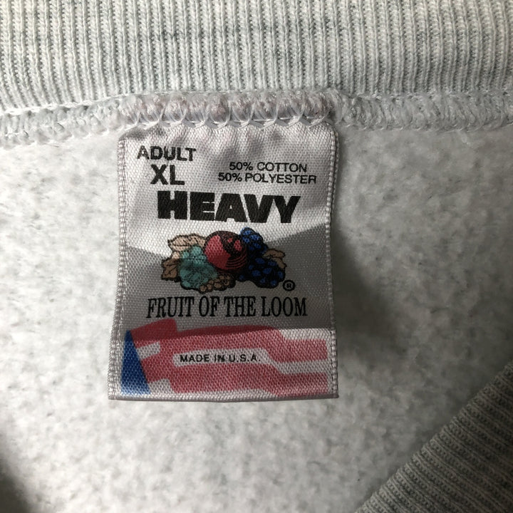 90'S Fruit of the Loom Heavy Print Sweatshirt, Made in USA, Men's XL, Vintage cotton gray type Vintage Second Hand