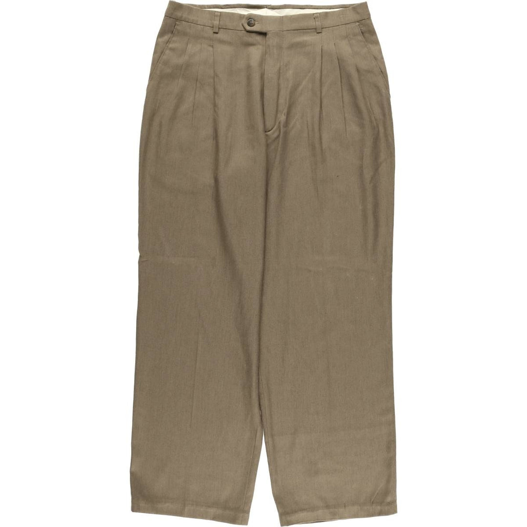 Haggar Three-pleat Slacks, Made in USA, Men's, Size W32, Vintage polyester Beige type Vintage Second Hand