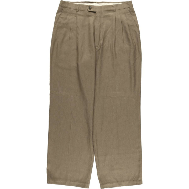 Haggar Three-pleat Slacks, Made in USA, Men's, Size W32, Vintage polyester Beige type Vintage Second Hand
