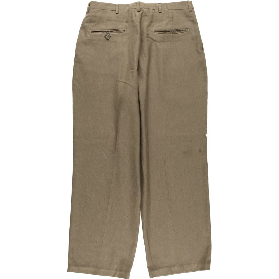 Haggar Three-pleat Slacks, Made in USA, Men's, Size W32, Vintage polyester Beige type Vintage Second Hand