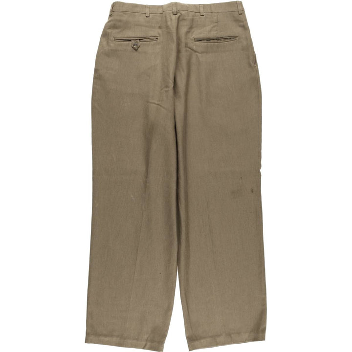 Haggar Three-pleat Slacks, Made in USA, Men's, Size W32, Vintage polyester Beige type Vintage Second Hand