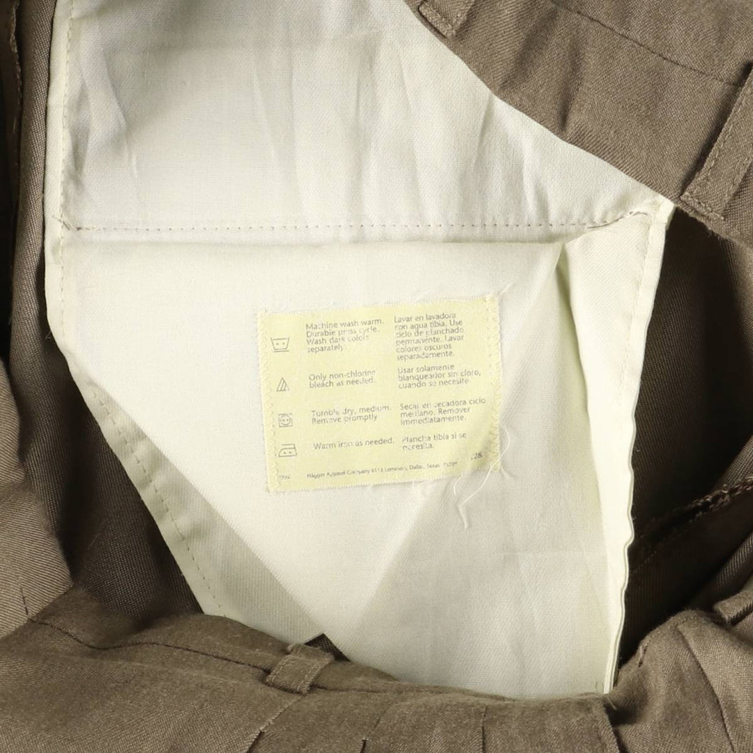 Haggar Three-pleat Slacks, Made in USA, Men's, Size W32, Vintage polyester Beige type Vintage Second Hand