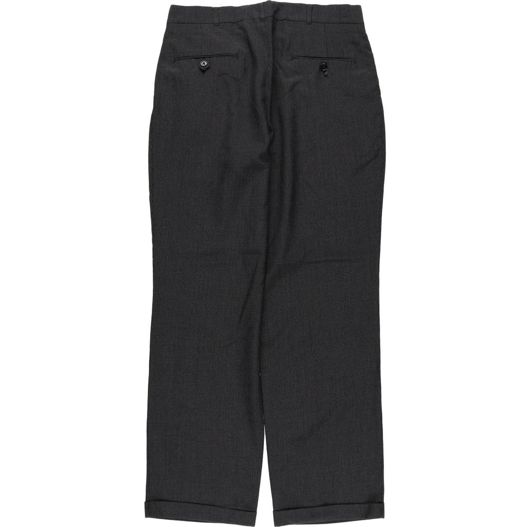 Haggar Check Pattern Two-pleat Slacks Pants for Men, W33 polyester black type Vintage Second Hand