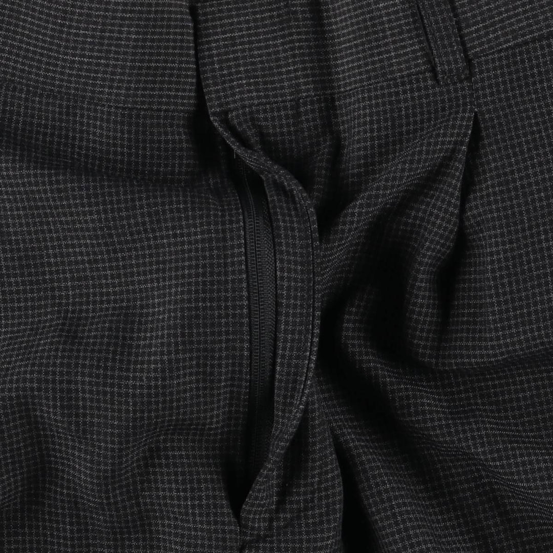Haggar Check Pattern Two-pleat Slacks Pants for Men, W33 polyester black type Vintage Second Hand