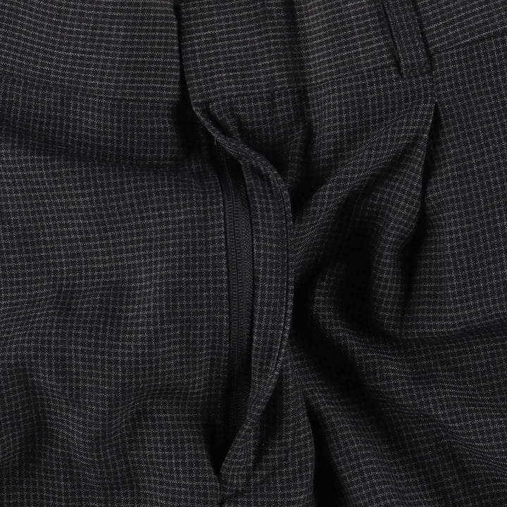 Haggar Check Pattern Two-pleat Slacks Pants for Men, W33 polyester black type Vintage Second Hand