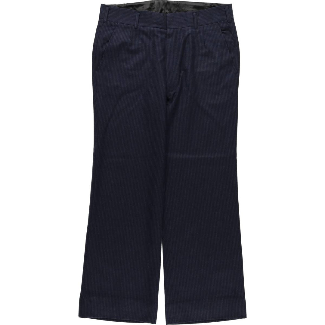 Stripe Pattern One-tuck Slacks Pants Men's W34 equivalent unclear navy blue type Vintage Second Hand