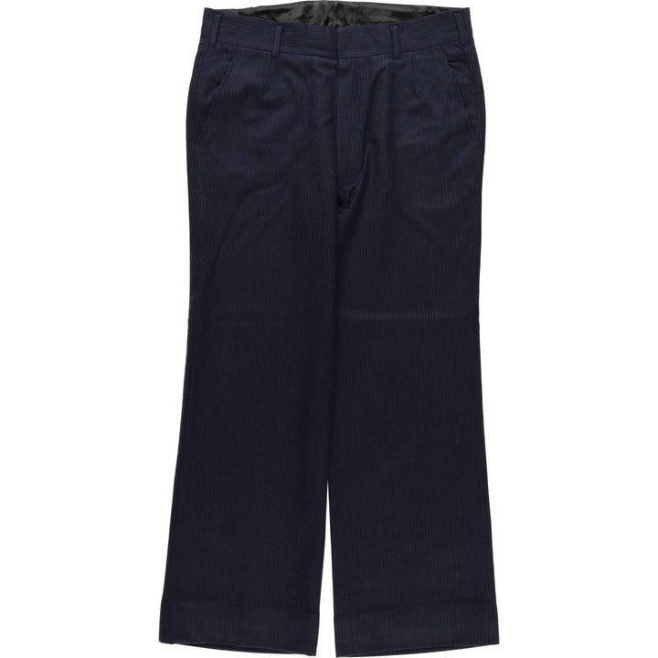 Stripe Pattern One-tuck Slacks Pants Men's W34 equivalent unclear navy blue type Vintage Second Hand