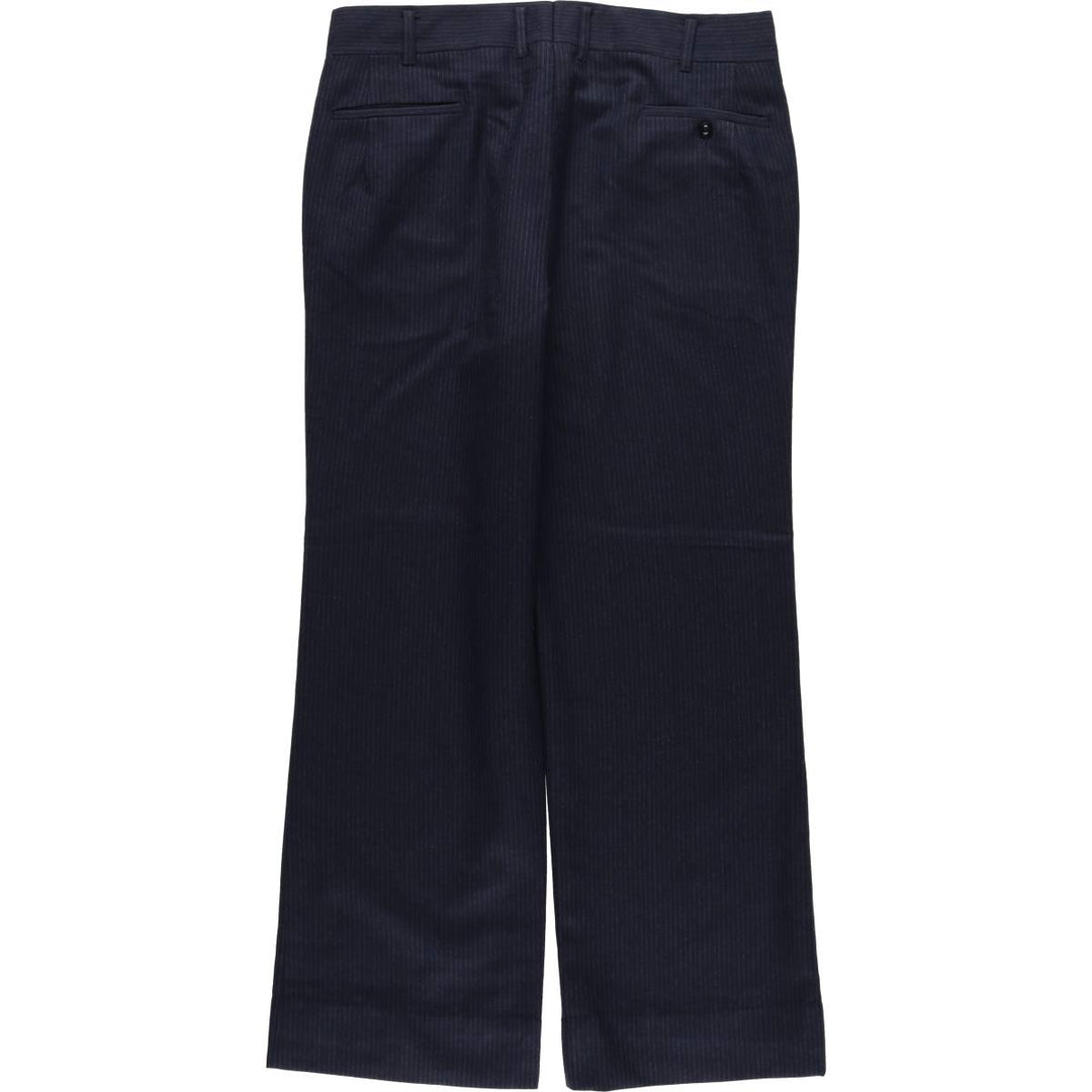 Stripe Pattern One-tuck Slacks Pants Men's W34 equivalent unclear navy blue type Vintage Second Hand