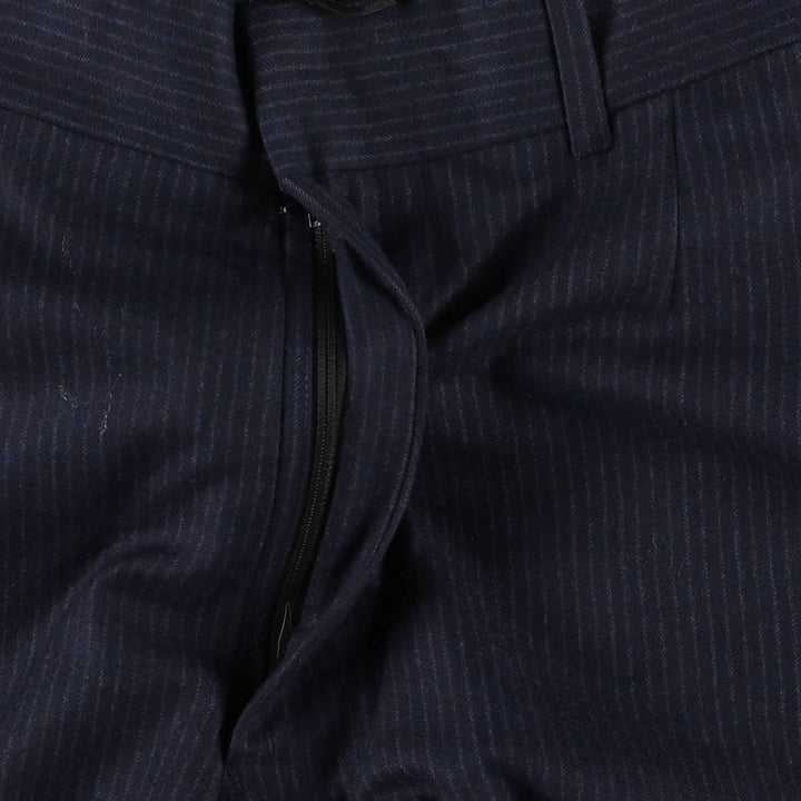 Stripe Pattern One-tuck Slacks Pants Men's W34 equivalent unclear navy blue type Vintage Second Hand
