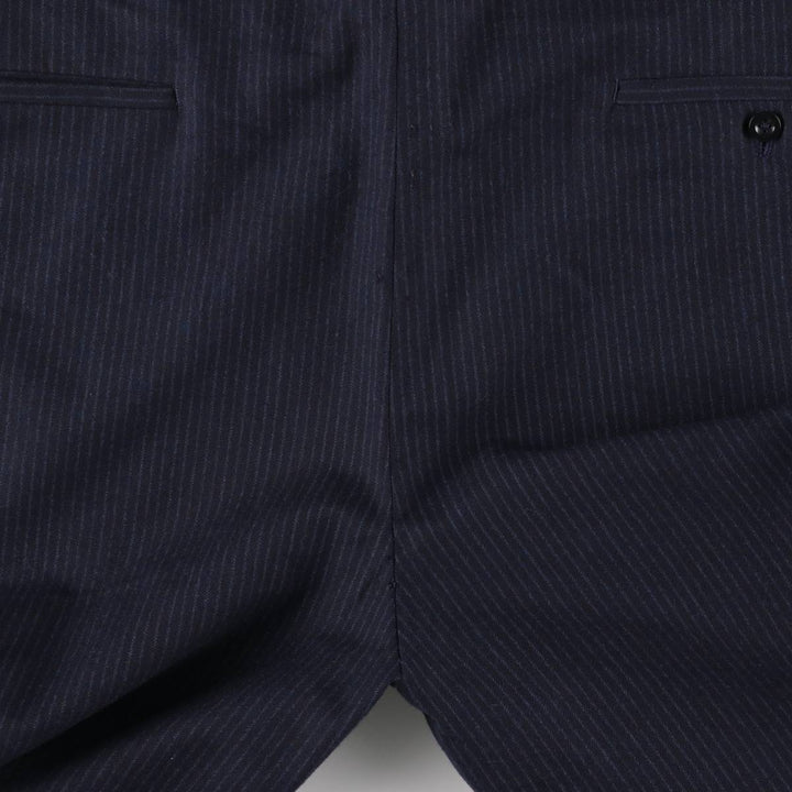 Stripe Pattern One-tuck Slacks Pants Men's W34 equivalent unclear navy blue type Vintage Second Hand