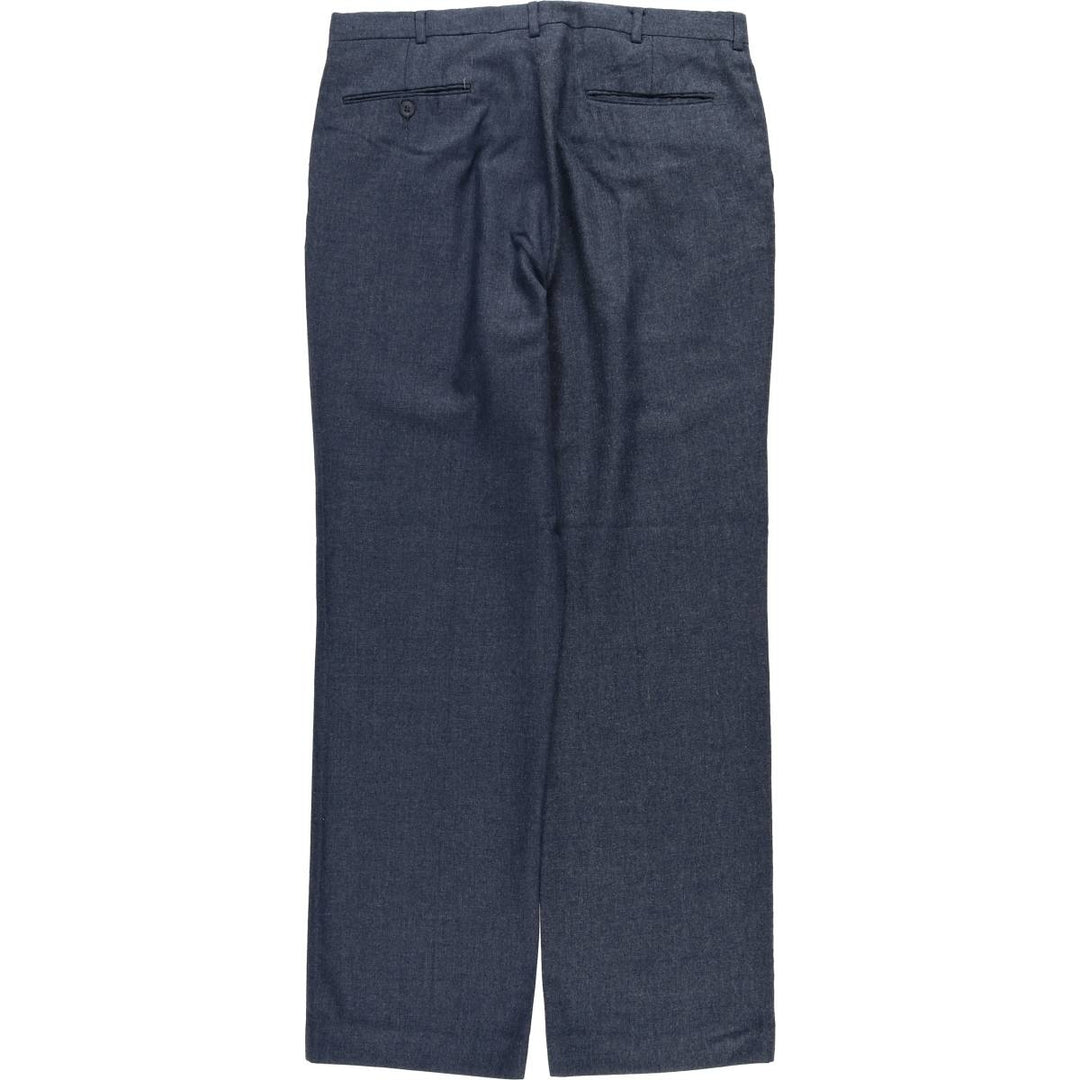 Vintage two-pleat slacks for men, size W32 polyester navy blue type Vintage Second Hand