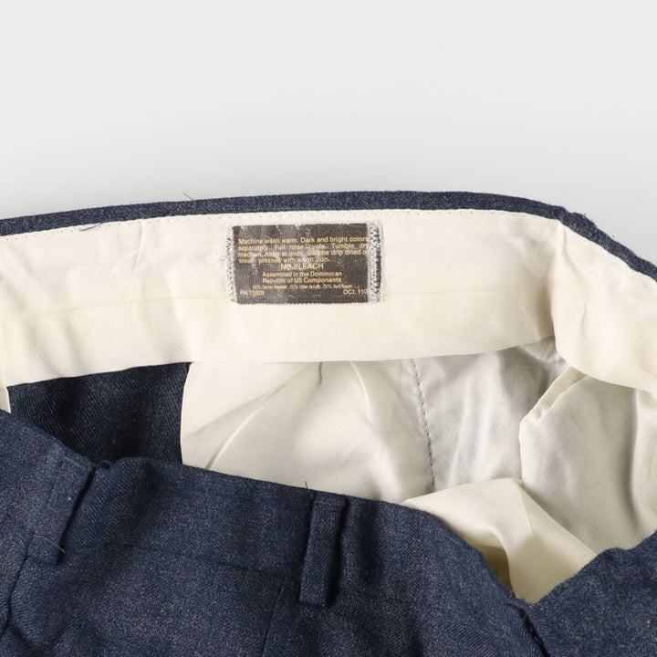 Vintage two-pleat slacks for men, size W32 polyester navy blue type Vintage Second Hand