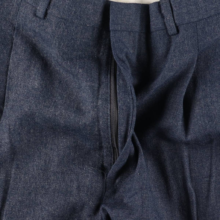 Vintage two-pleat slacks for men, size W32 polyester navy blue type Vintage Second Hand