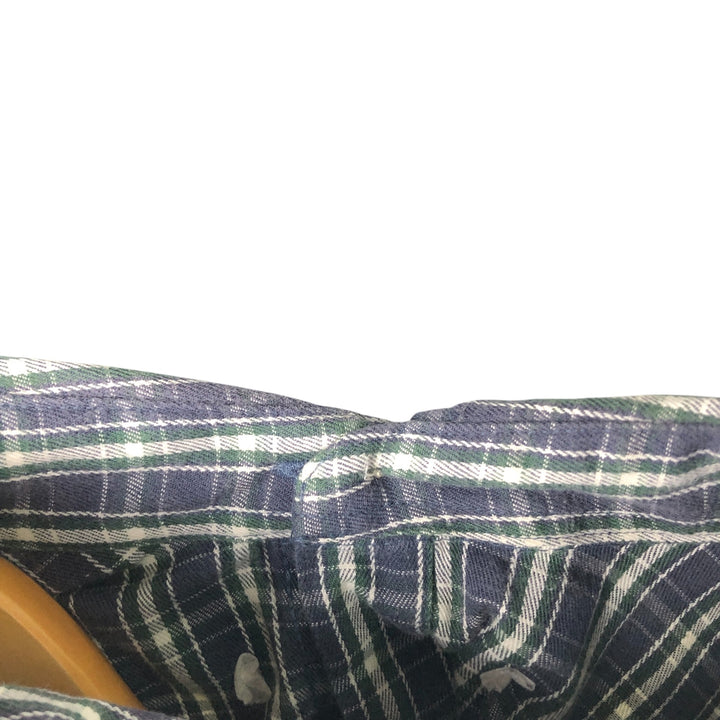 Eddie Bauer Tartan Check Short Sleeve Button-Down Check Shirt, Men's M Size cotton navy blue type Vintage Second Hand