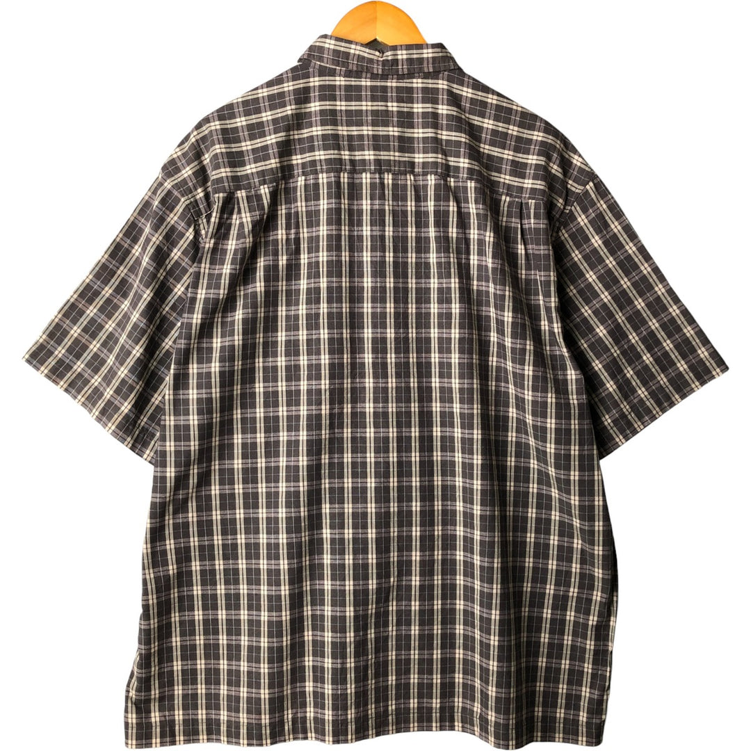 Eddie Bauer Short Sleeve Cotton Check Shirt, Box Shirt, Men's XL cotton gray type Vintage Second Hand