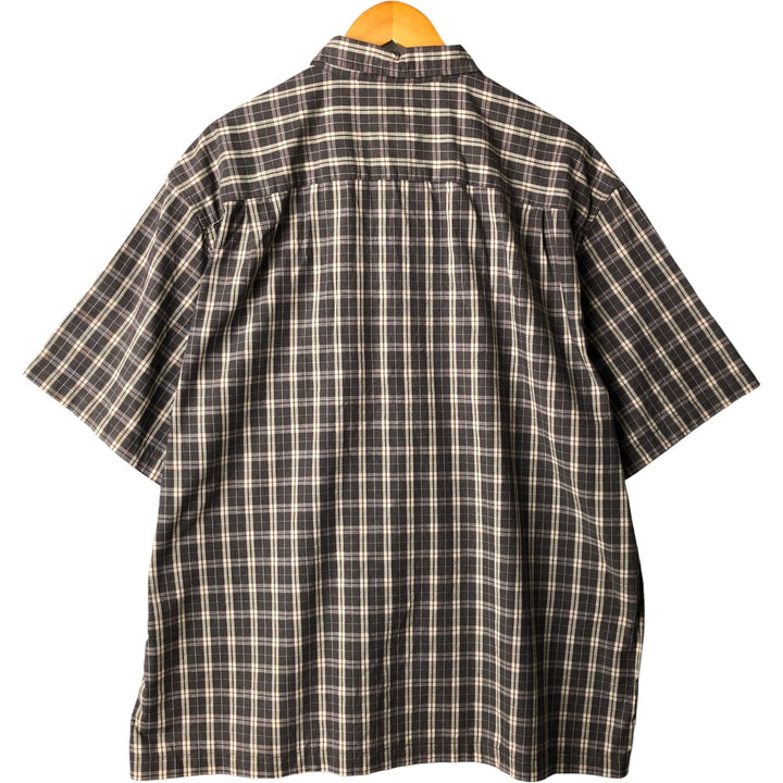 Eddie Bauer Short Sleeve Cotton Check Shirt, Box Shirt, Men's XL cotton gray type Vintage Second Hand