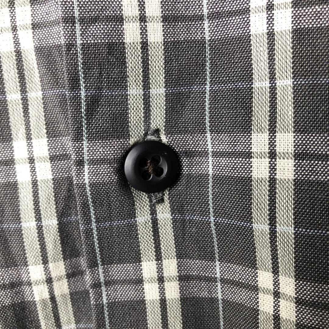 Eddie Bauer Short Sleeve Cotton Check Shirt, Box Shirt, Men's XL cotton gray type Vintage Second Hand