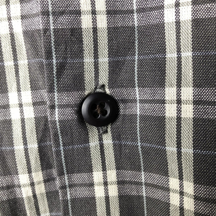 Eddie Bauer Short Sleeve Cotton Check Shirt, Box Shirt, Men's XL cotton gray type Vintage Second Hand