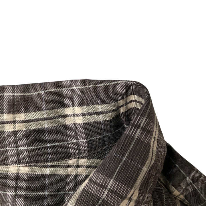 Eddie Bauer Short Sleeve Cotton Check Shirt, Box Shirt, Men's XL cotton gray type Vintage Second Hand
