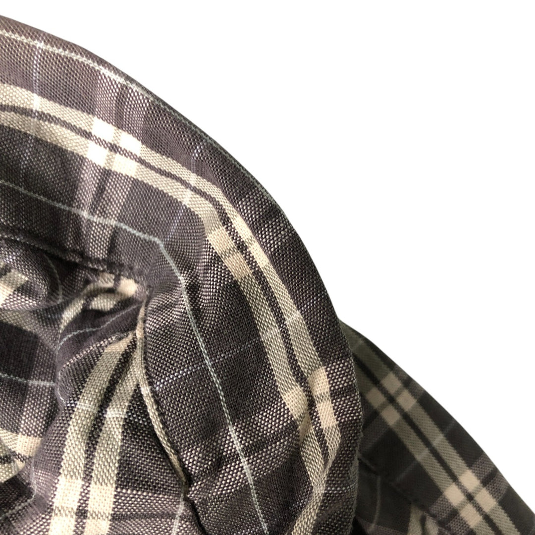 Eddie Bauer Short Sleeve Cotton Check Shirt, Box Shirt, Men's XL cotton gray type Vintage Second Hand