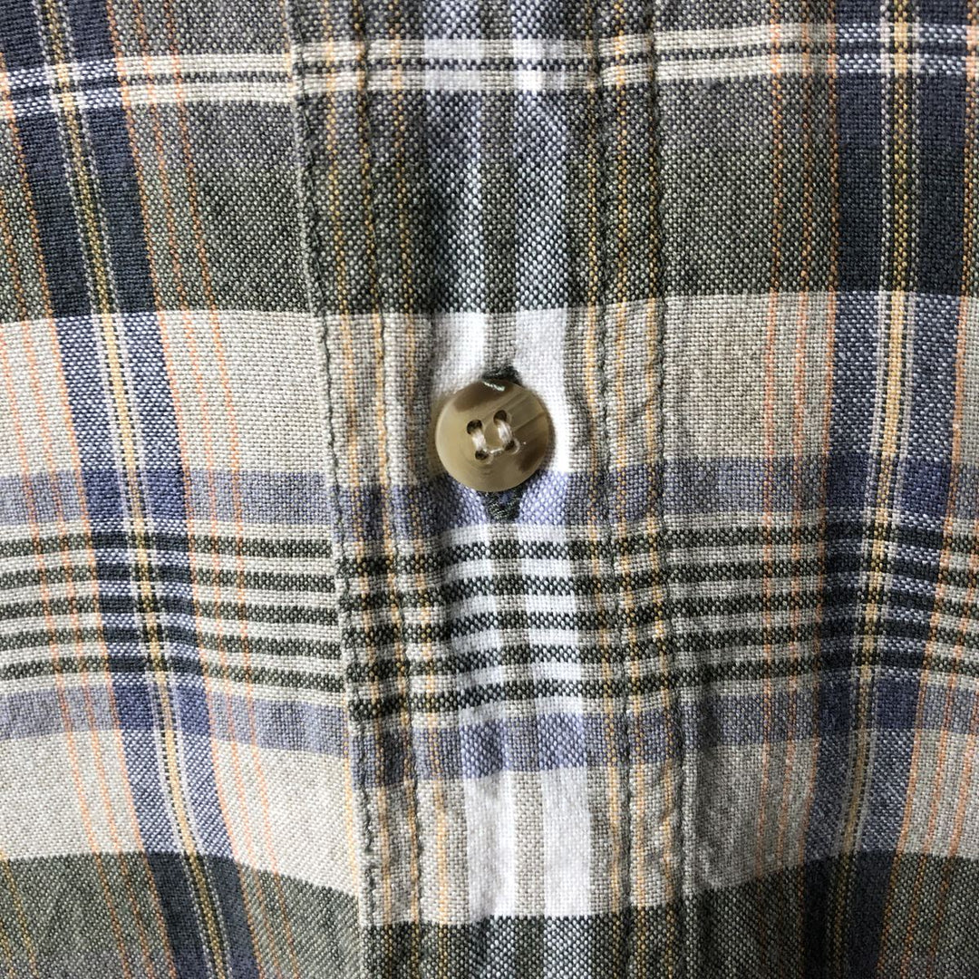 90s-00'S WOOLRICH Short Sleeve Button-Down Check Shirt, Men's Size XL cotton Khaki type Vintage Second Hand