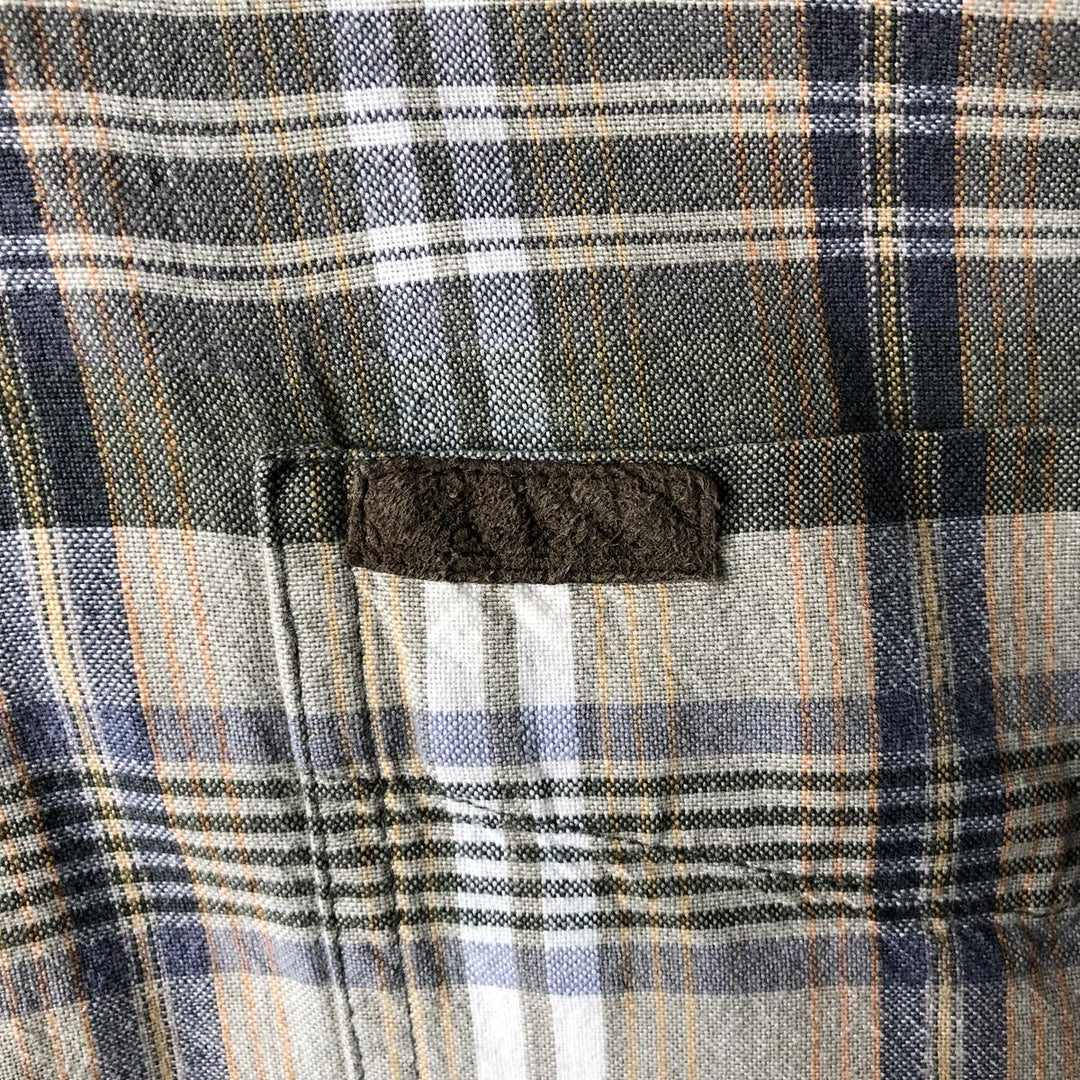 90s-00'S WOOLRICH Short Sleeve Button-Down Check Shirt, Men's Size XL cotton Khaki type Vintage Second Hand