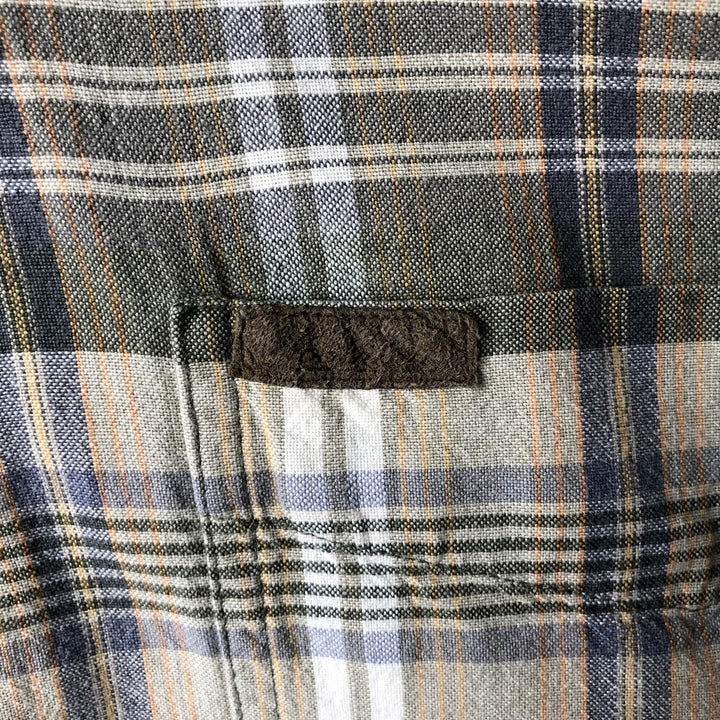 90s-00'S WOOLRICH Short Sleeve Button-Down Check Shirt, Men's Size XL cotton Khaki type Vintage Second Hand