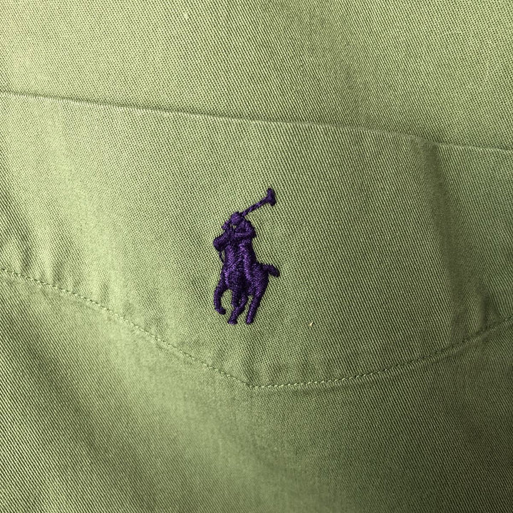Ralph Lauren long sleeve button down shirt, men's size L cotton green type Vintage Second Hand