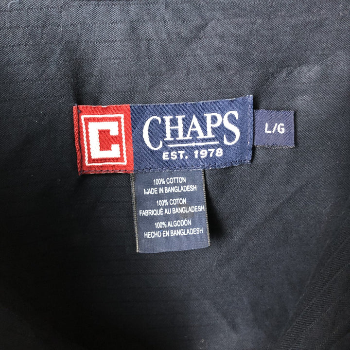 CHAPS long-sleeved cotton shirt, men's size L cotton black type Vintage Second Hand