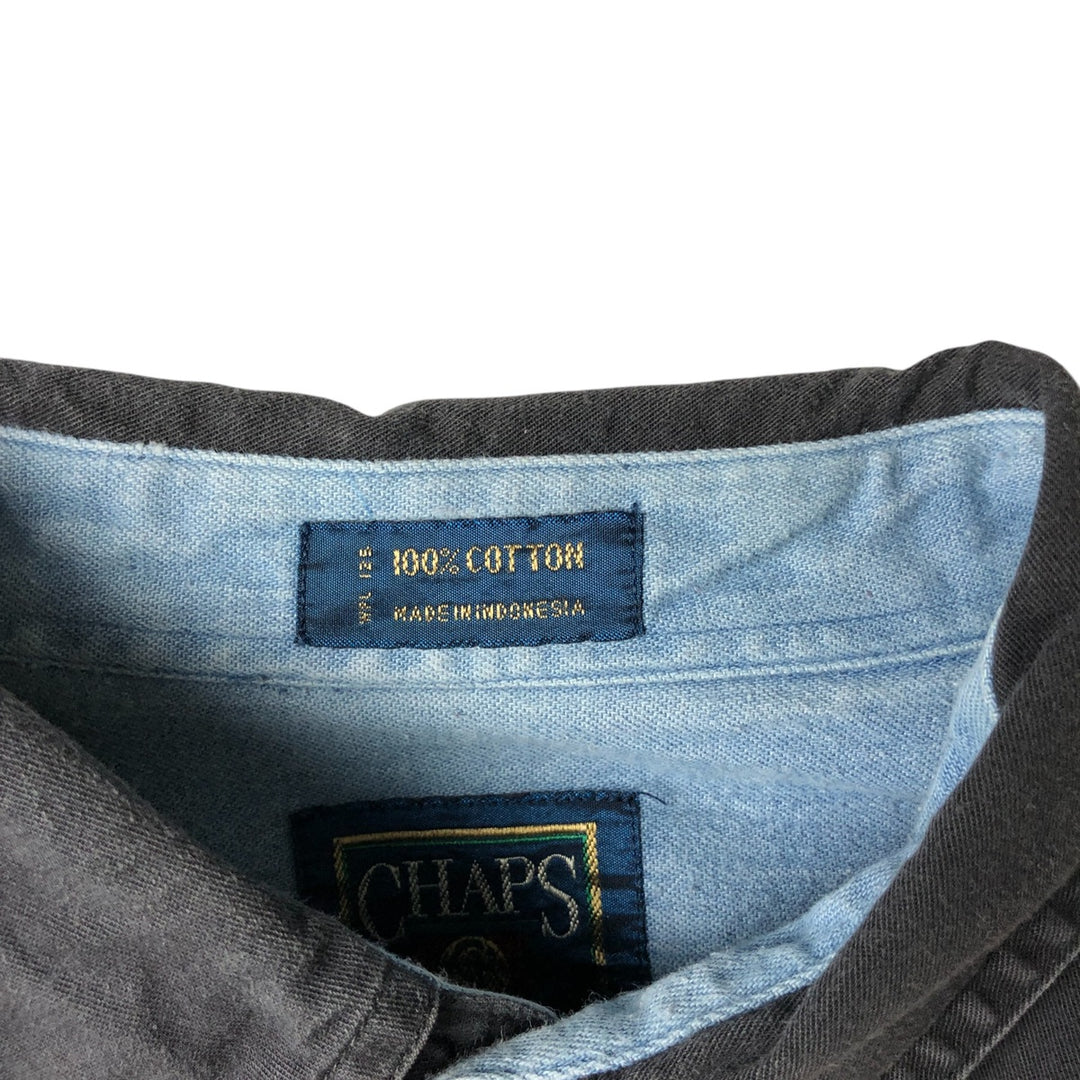 Vintage 1980'S Ralph Lauren Chaps long-sleeved button-down shirt, size L, men's cotton black type Vintage Second Hand