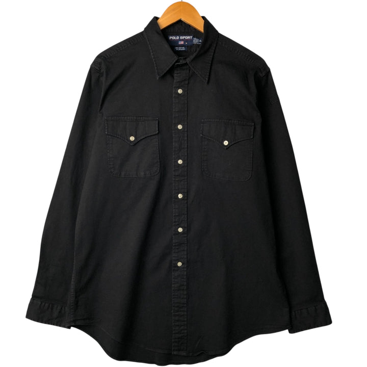 90'S Ralph Lauren POLO SPORT Long Sleeve Cotton Shirt Made in USA Men's XL Vintage cotton black type Vintage Second Hand